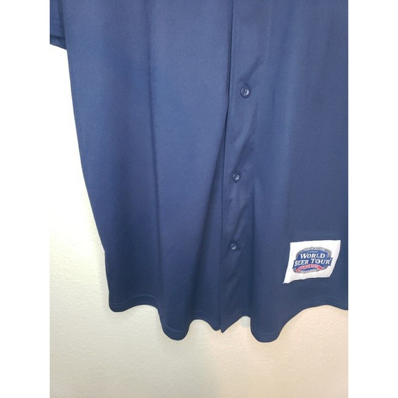 Old Chicago #76 SIZE 2X World Beer Tour Navy Blue Button Front Baseball Jersey - Picture 6 of 9